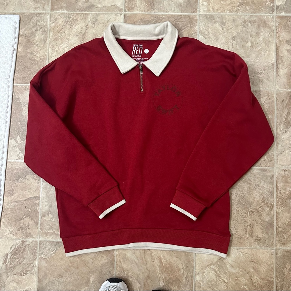 Taylor Swift Red (Taylor's Version) All Too Well Half Zip Polo Sweatshirt